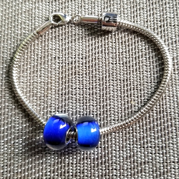Blue Glass Charm Beads - Fits Pandora Jewelry - Picture 3 of 4